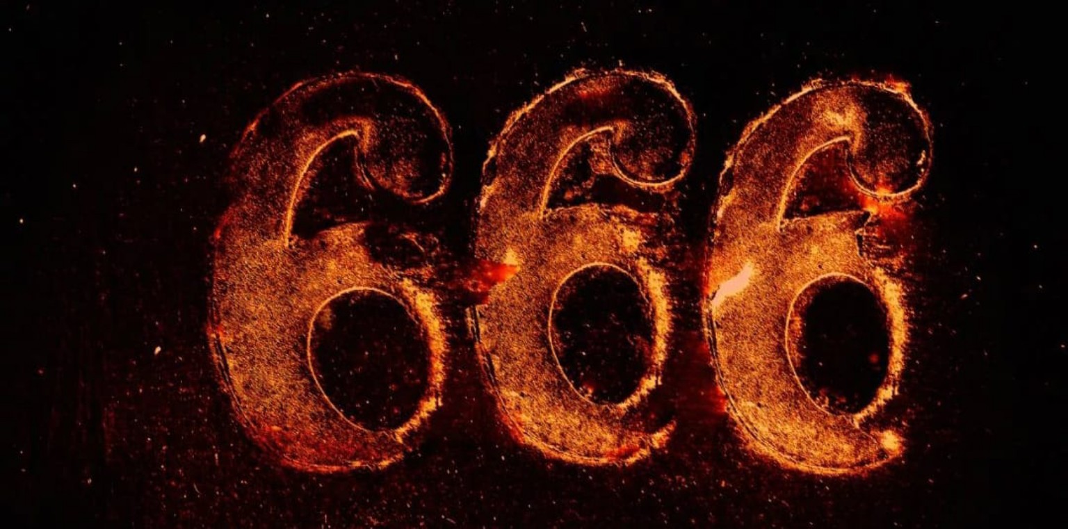 Le nombre 666 représenté avec une texture de braises